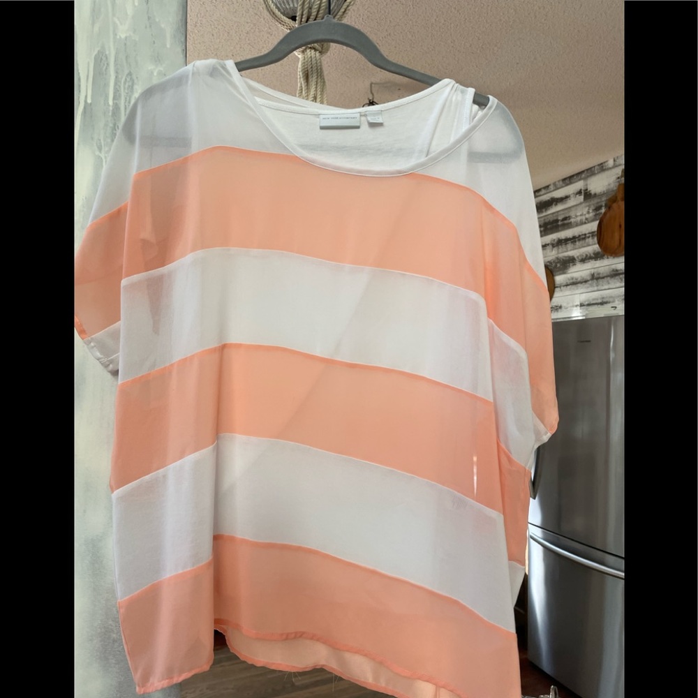 New York & Company sheer blouse with built in tank